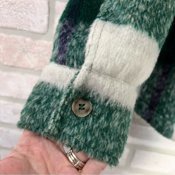 Avec Les Filles Green and White Plaid Long Sleeve Shirt Jacket Size XS - Picture 9 of 11